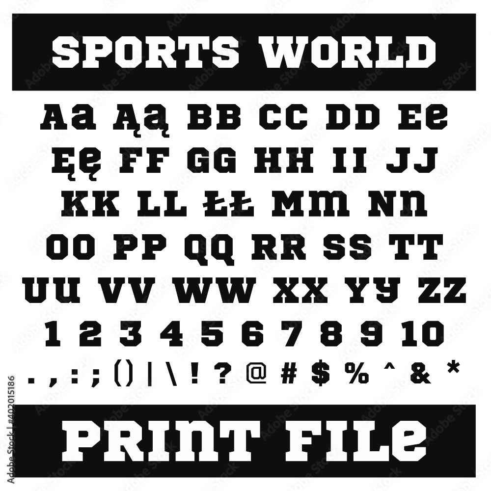 Sport alphabet letters font set. Sport typography font with trendy letters thin, bold, uppercase, lowercase and numbers. vector illustration.