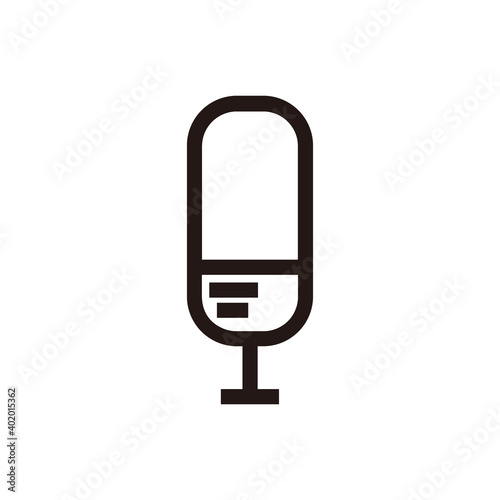 simple silhouette microphone with two stripes for broadcast or podcast icon or logo