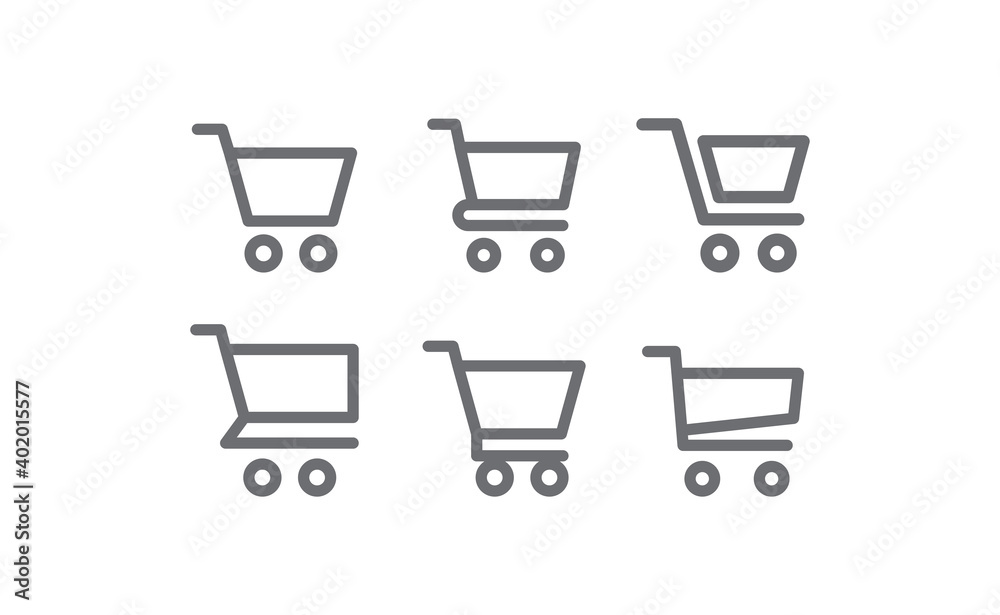 Shopping cart vector icon collection. E-commerce online shop symbol. Shopping cart vector icon collection. E-commerce online shop symbol.