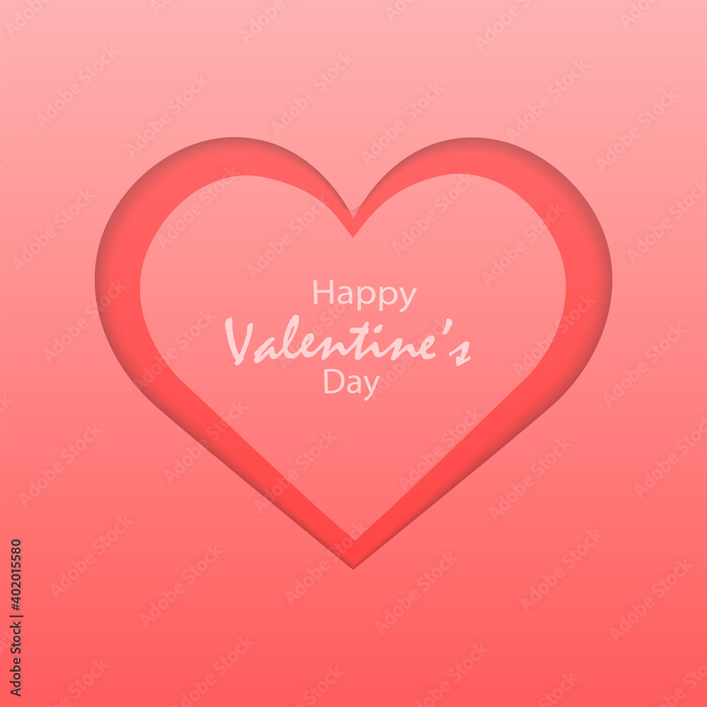 Valentines card with flying pink hearts. Vector