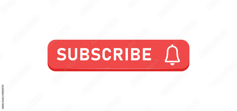 Subscribe click button with bell icon. Video social media platform. Subscribe click button with bell icon. Video social media platform.