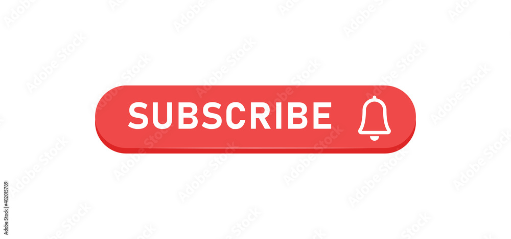 Subscribe click button with bell icon. Video social media platform. Subscribe click button with bell icon. Video social media platform.