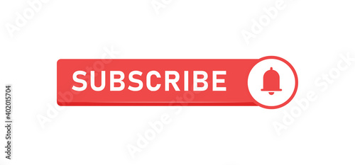 Subscribe click button with bell icon. Video social media platform.