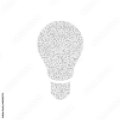 The lamp symbol filled with black dots. Pointillism style. Vector illustration on white background