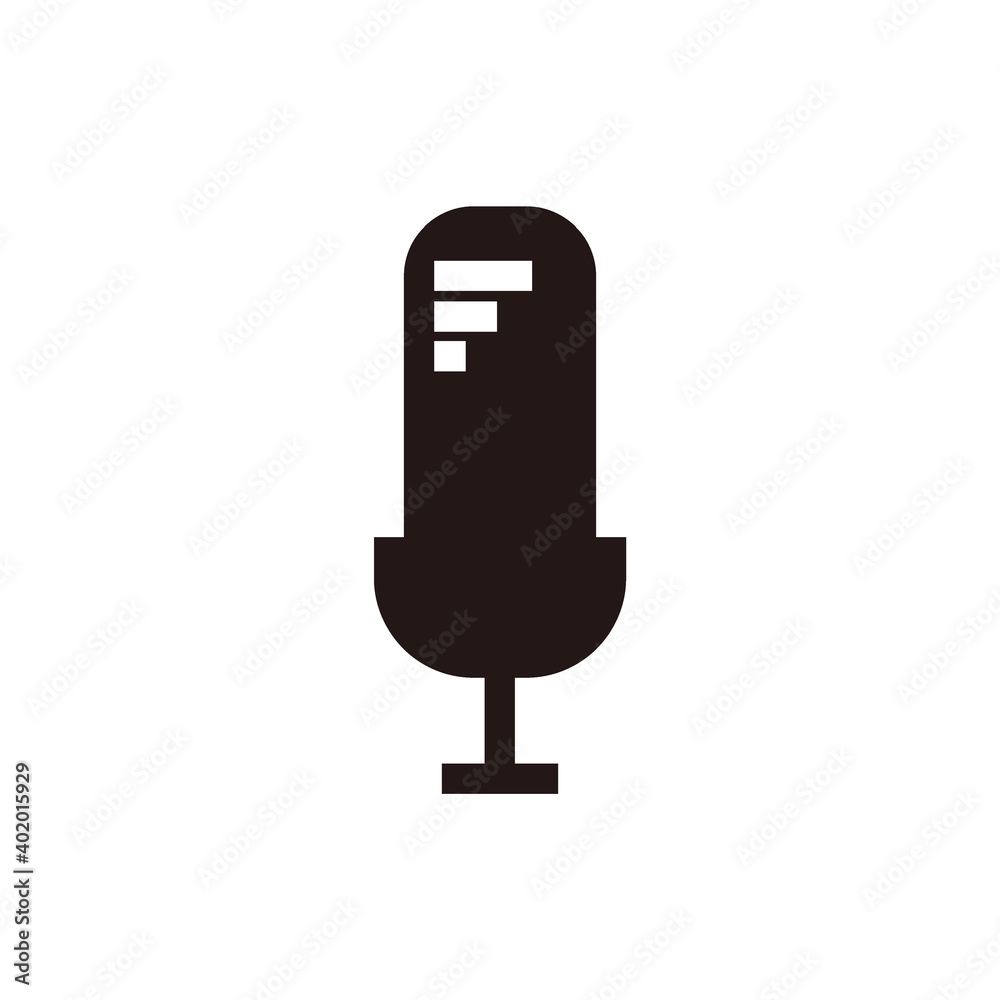 silhouette of three stripes microphone for broadcast or podcast logo or icon silhouette of three stripes microphone for broadcast or podcast logo or icon