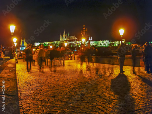 Photography Charles Bridge at night in Prague