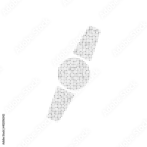 The wristwatch symbol filled with black dots. Pointillism style. Vector illustration on white background
