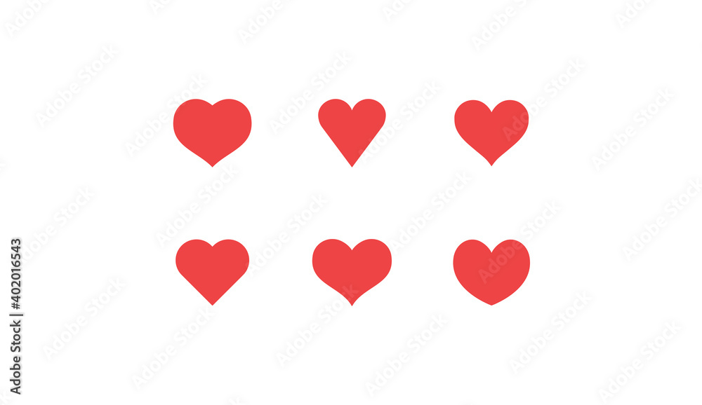 Hearts icon collection. Love symbol. Valentine's day heart vector set.