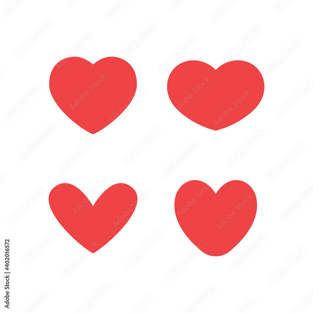 Heart icons collection. Vector designs in shape of hearts. Love , care and valentine's day symbol.