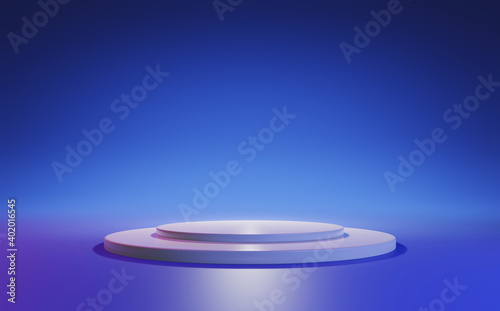 Round podium on purple background for advertisment stand 3D rendering
