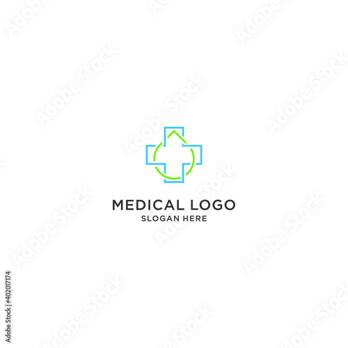 Cross Line Medical And Water Services Vector Logo Template