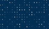 Seamless background pattern of evenly spaced white bomb symbols of different sizes and opacity. Vector illustration on dark blue background with stars