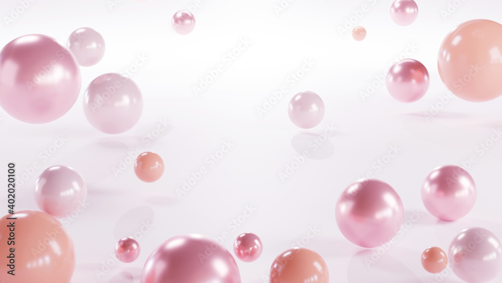 pink and orange balls and geometric elements jumping on white background 3D rendering pink and orange balls and geometric elements jumping on white background 3D rendering