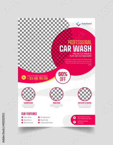 Car Wash Flyer or Cleaning Service Banner Rent Business Flyer, poster, Brochure Template For Social media post Web Template, Cleaning Service Banner photo