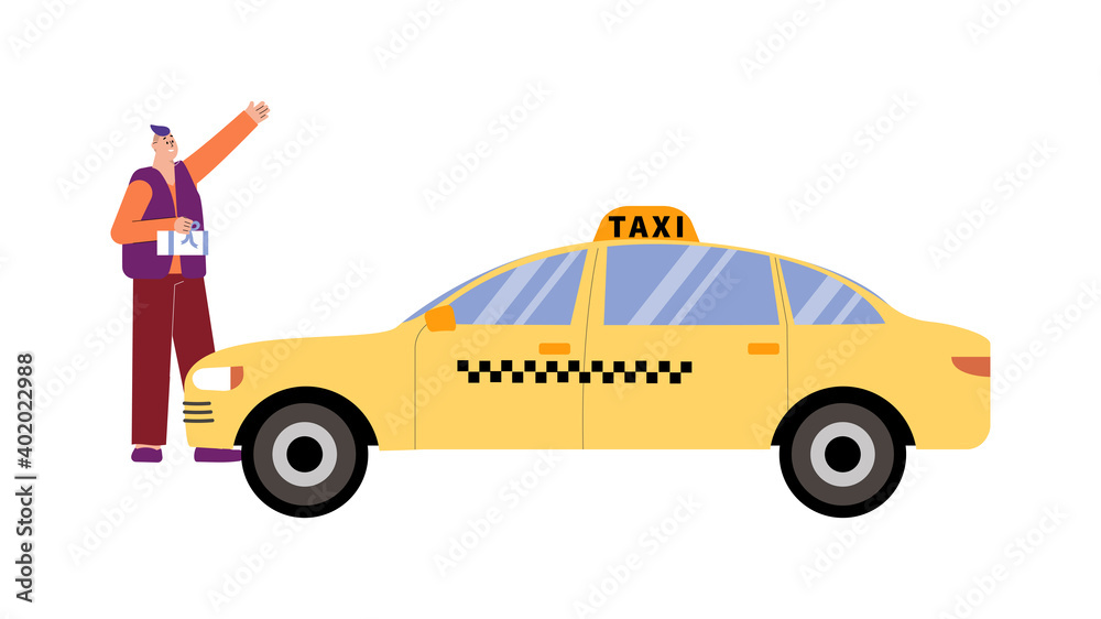 Fototapeta premium Flat Taxi Illustration
