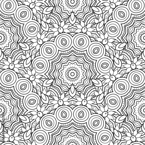 Vector Seamless Monochrome Pattern. Printable Coloring Pages. Hand Drawn Decorative Squama