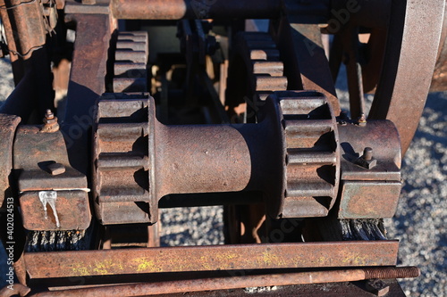 Antique iron farm equipment