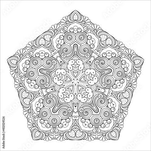 Vector Monochrome Star. Ethnic Decorative Element. Abstract Object Isolated On White Background
