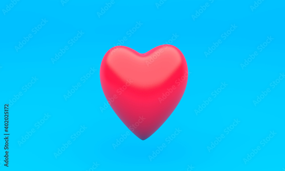 red heart on a light blue background