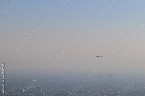 Blurred images of morning smog over Chiang Mai city  causing the problem of smog caused by forest fires and causing public health problems because of the small dust that comes with the haze .