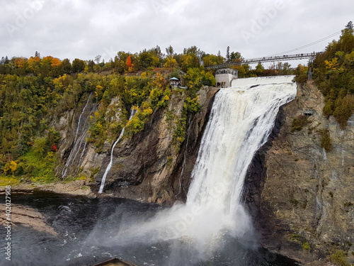 View of the Montmorency waterfalls in autumn