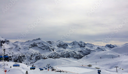Obertauern ski area in Salzburg land, Austrian Alps.