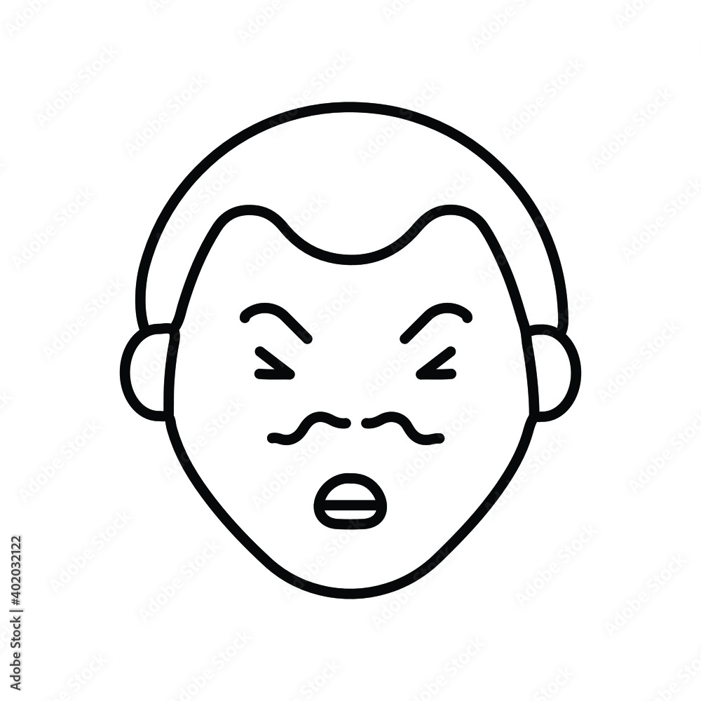 Fototapeta premium Angry man face line icon
