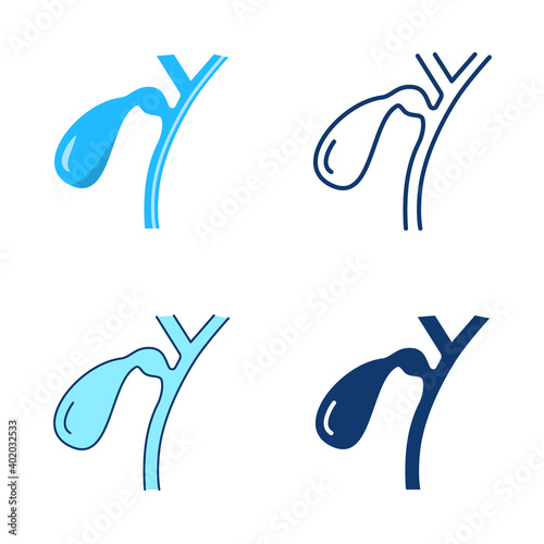 Gallbladder icon set in flat and line style