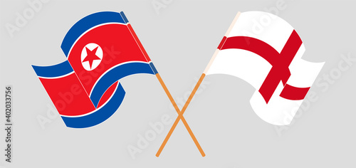 Crossed flags of North Korea and England