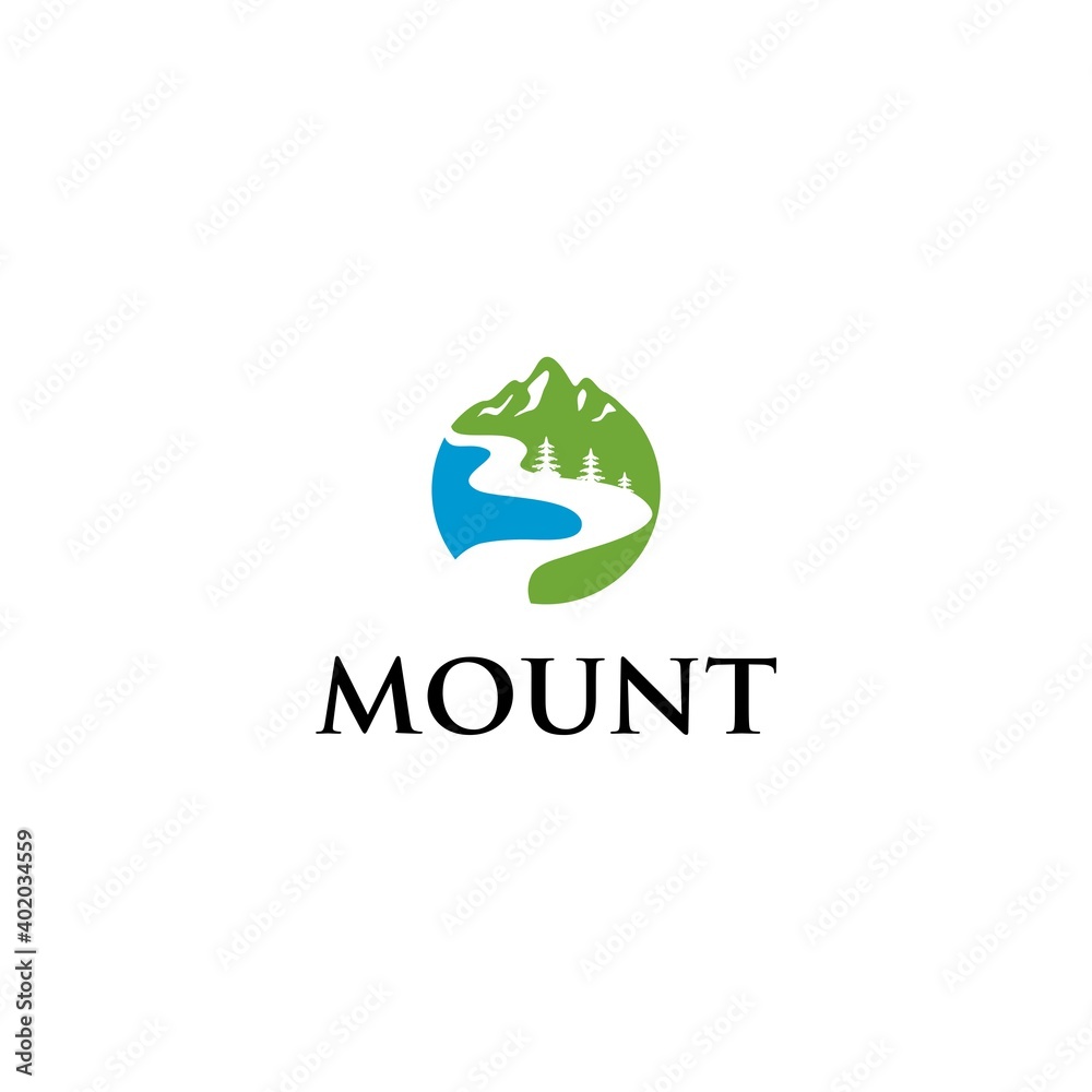 Illustration Vector Logo Design of Mount Creek River 