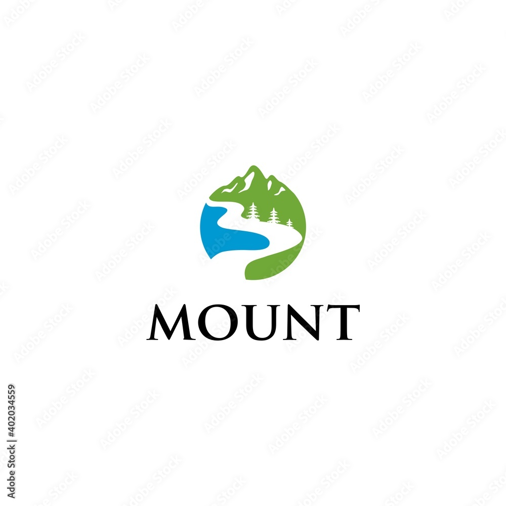 Illustration Vector Logo Design of Mount Creek River Illustration Vector Logo Design of Mount Creek River