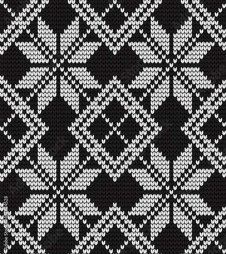 Seamless vector geometric pattern knitted black and white