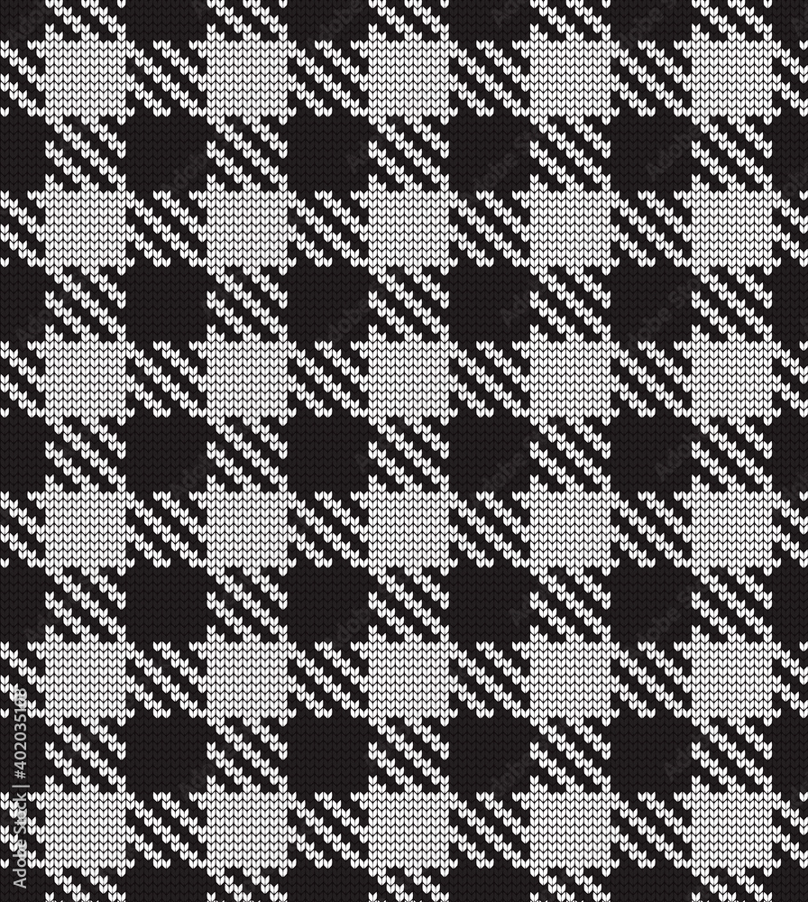 Seamless vector geometric pattern knitted black and white