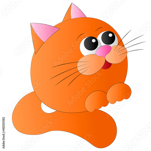 Cute cartoon orange happy cat with whisker