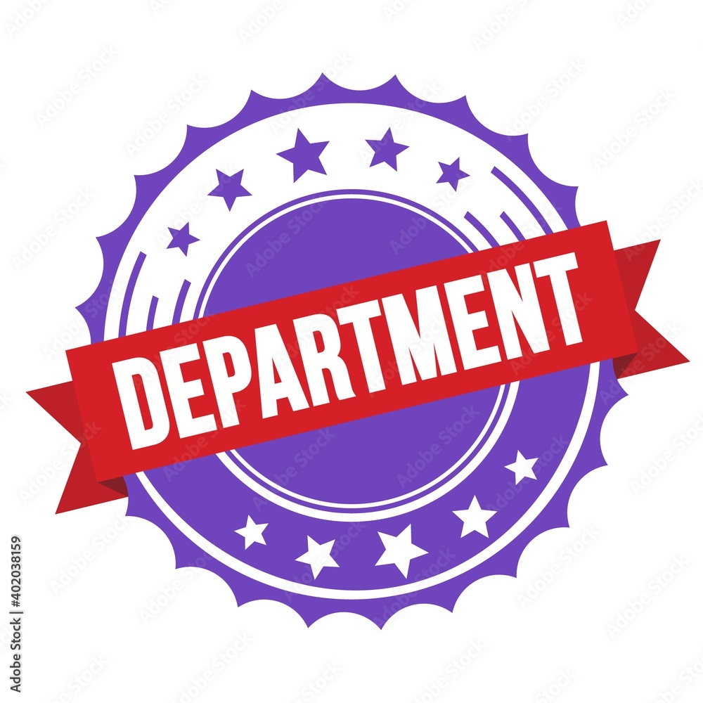 DEPARTMENT text on red violet ribbon stamp. DEPARTMENT text on red violet ribbon stamp.
