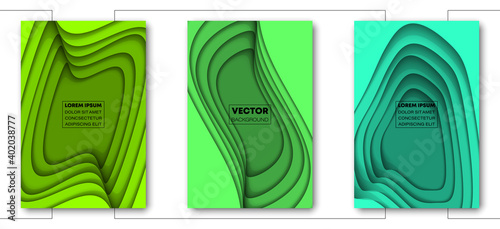Minimal covers paper cut design. Cool halftone gradients. Future wave template banner. vector EPS10