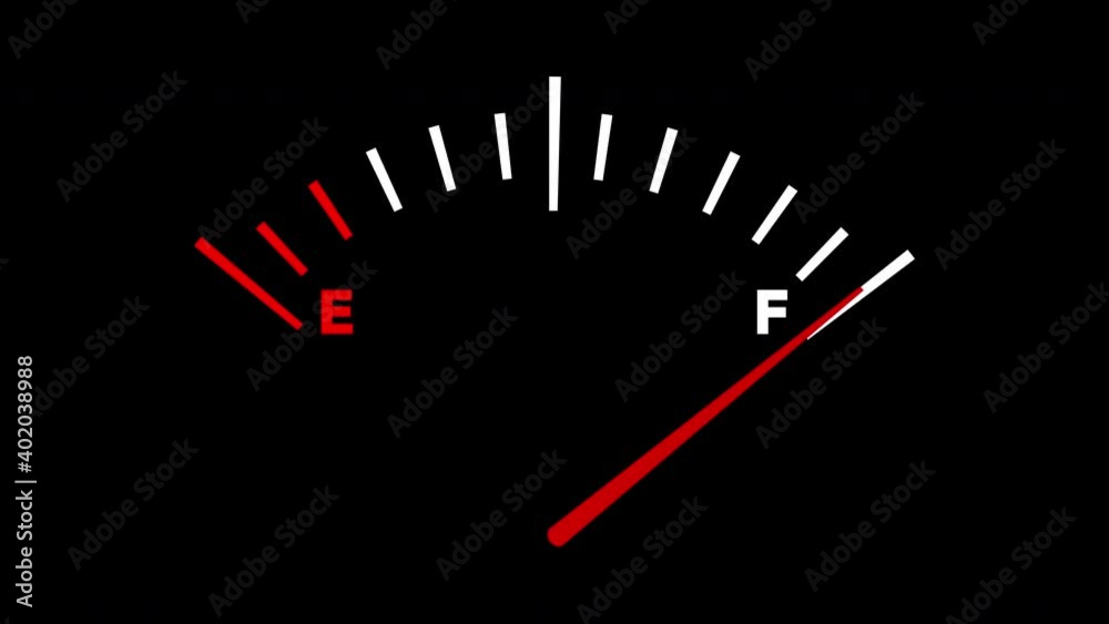 Gasoline Fuel Meter Animation on Black Background Gasoline Fuel Meter Animation on Black Background