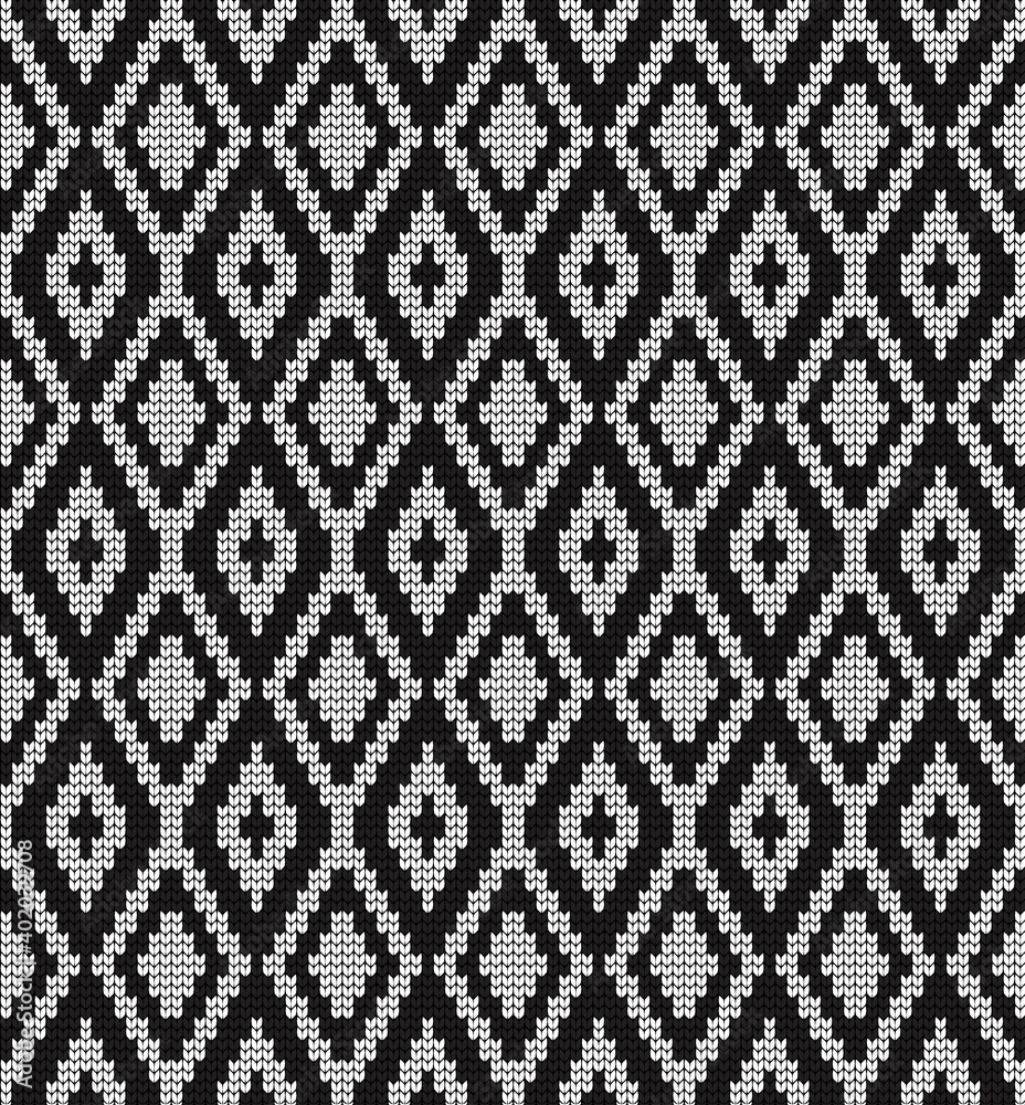 Seamless vector geometric pattern knitted black and white Seamless vector geometric pattern knitted black and white