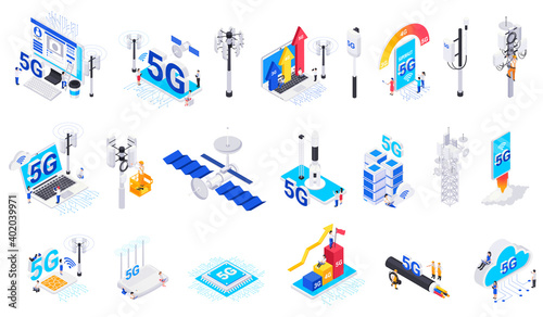 Fotografiet Internet 5G Technology Isolated Icons