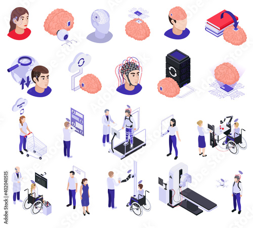 Brain Implants Technologies Isometric Set