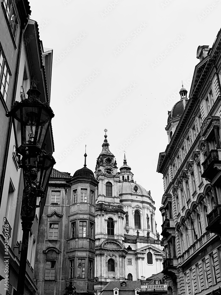 Old town streets, church. Prague, Czech Republic