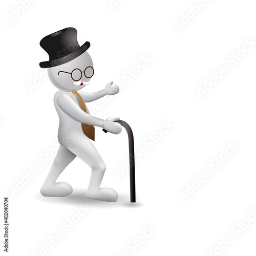 3d Small people getting old - Grandfather