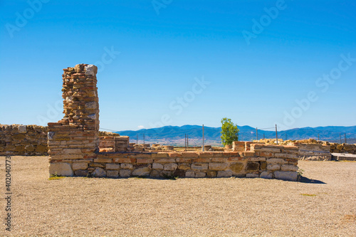 The ruins of the Domus of the Mosaics in Roselle or Rusellae, an ancient Etruscan and Roman city in Tuscany. This is a typical example of a Roman house, originall photo