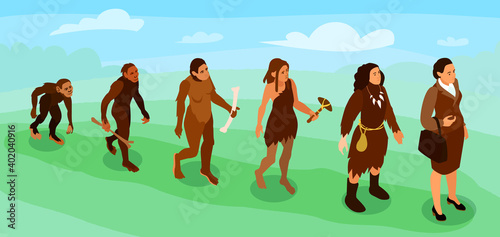 Women Evolution Isometric Banner