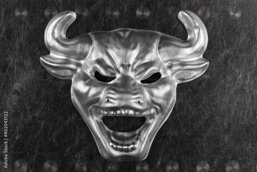 Fototapeta premium silver bull mask, year of the metal bull 2021