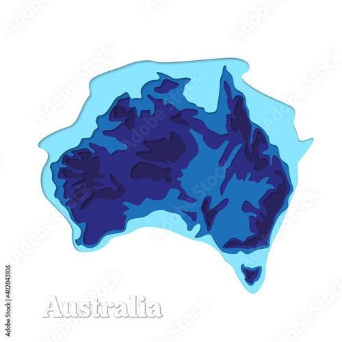 Happy Australia republic day. Typographic poster paper cut style. Lettering greeting card. National banner poster. Multilayer paper cut applique Australian. Republic day celebration paper art style