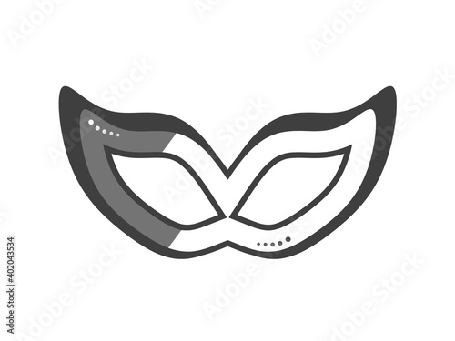 Black and white mask icon, incognito symbol on white