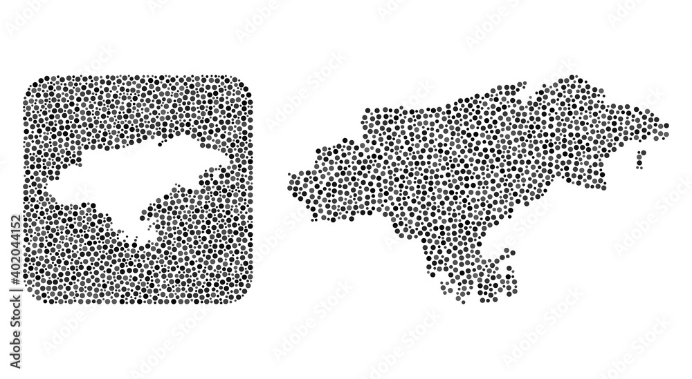 Map of Cantabria Province collage composed with round points and subtracted shape. Vector map of Cantabria Province collage of round dots in various sizes and grey color tones.