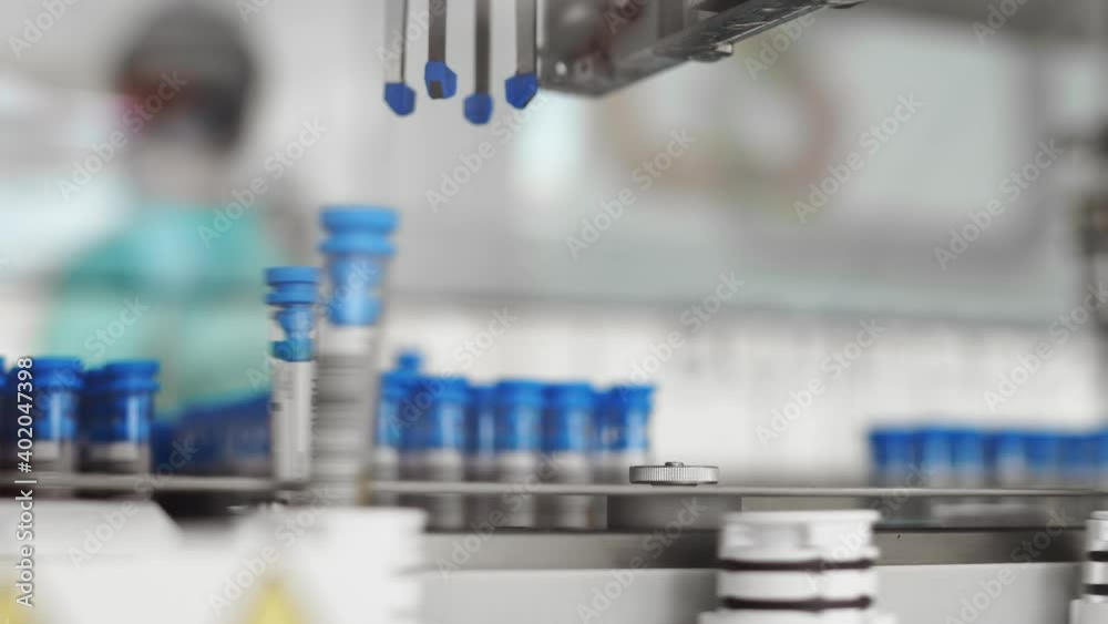 Medical laboratory equipment during treatment, automated device testing blood, serum, urine and plasma samples.