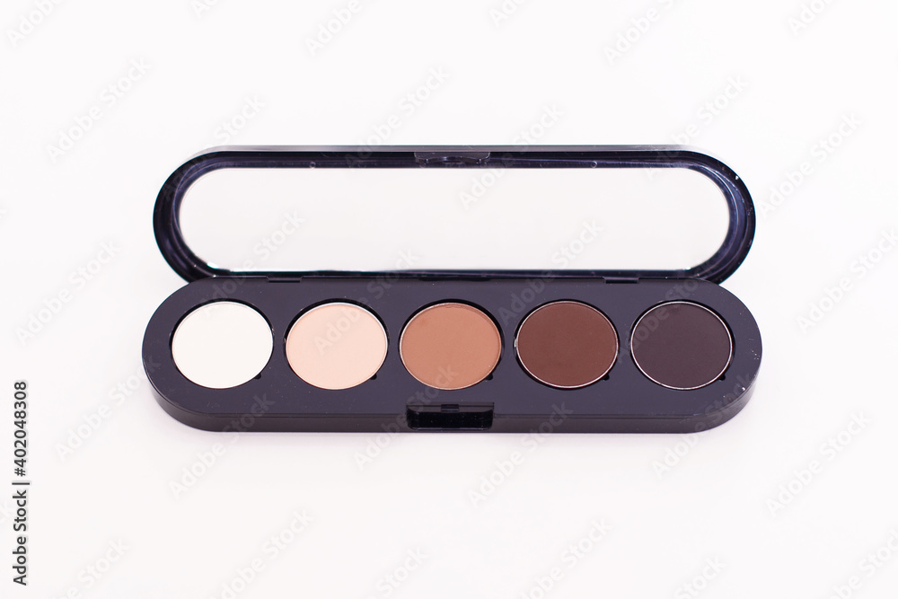 Brows and eyes shadows palette in brown colours for wedding makeup Brows and eyes shadows palette in brown colours for wedding makeup